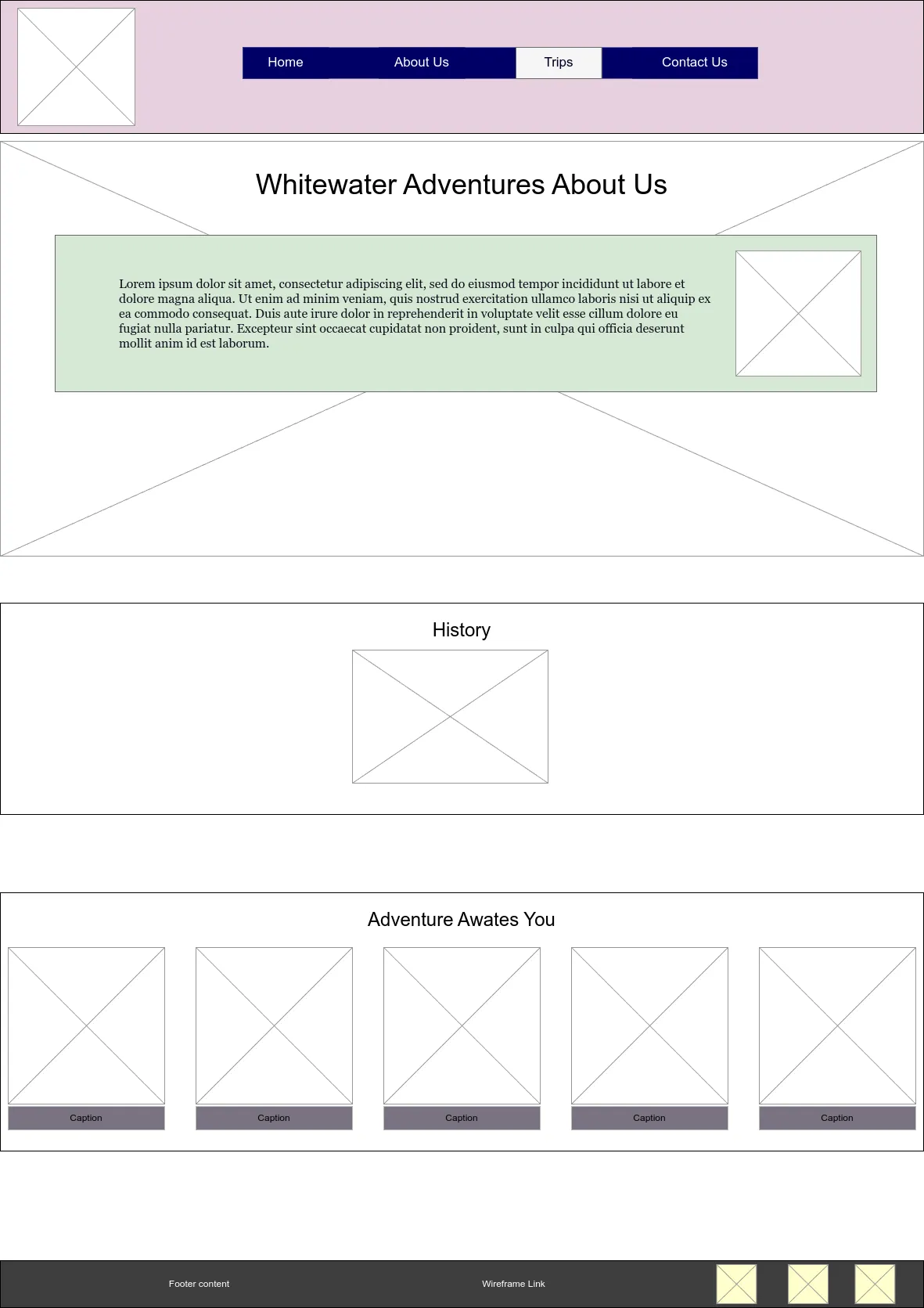 About Us wireframe