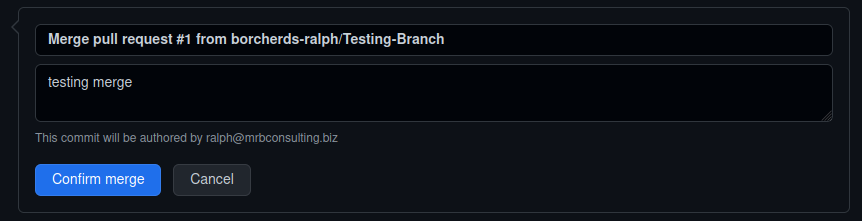 GitHub confirm Merge message