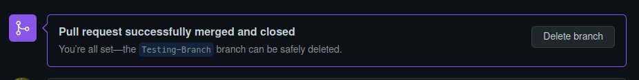 Github Branch Merge successful