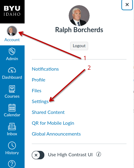 Canvas profile settings