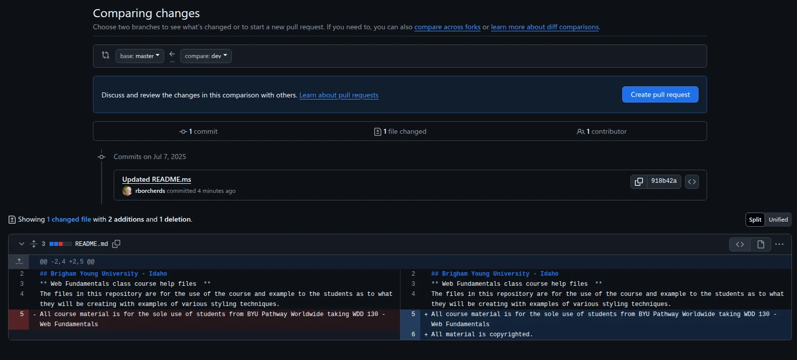 Compare Pull Request
