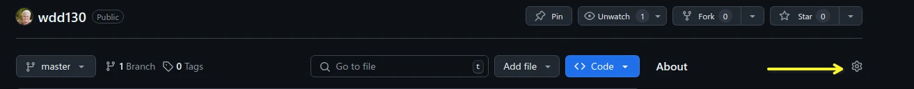 GitHub repository gear icon