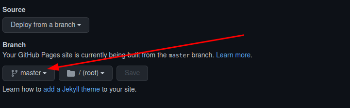 GitHub pages branch name