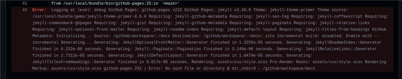 GitHub pages build error message