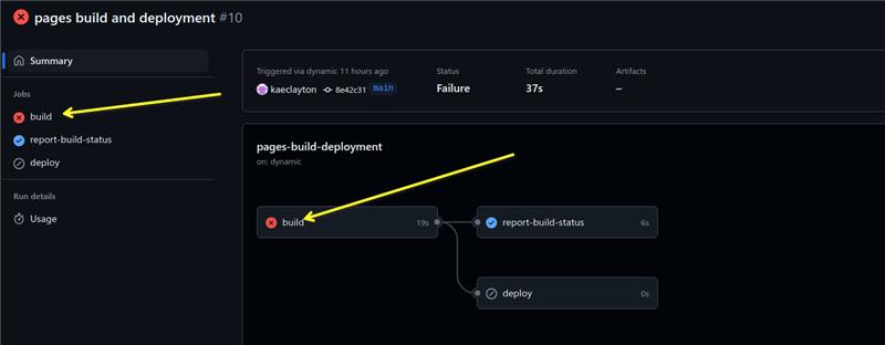 GitHub Pages Build Error link