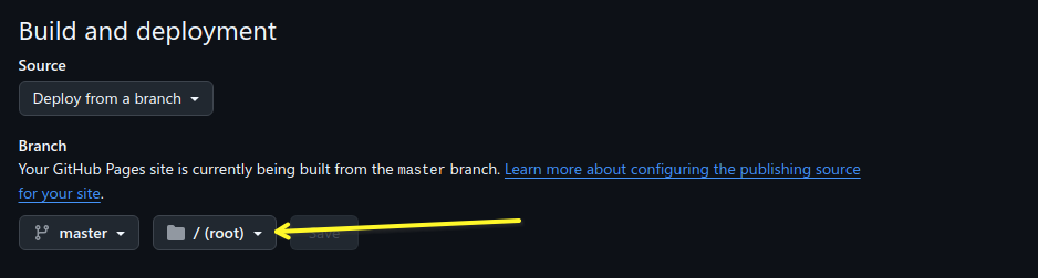 GitHUb Pages Root Folder setup