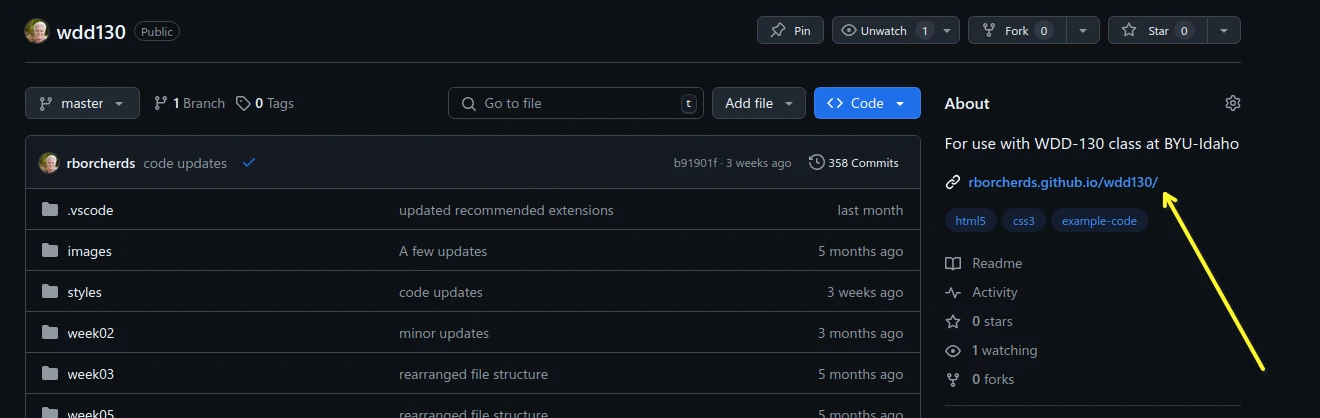 Link to GitHub Pages URL