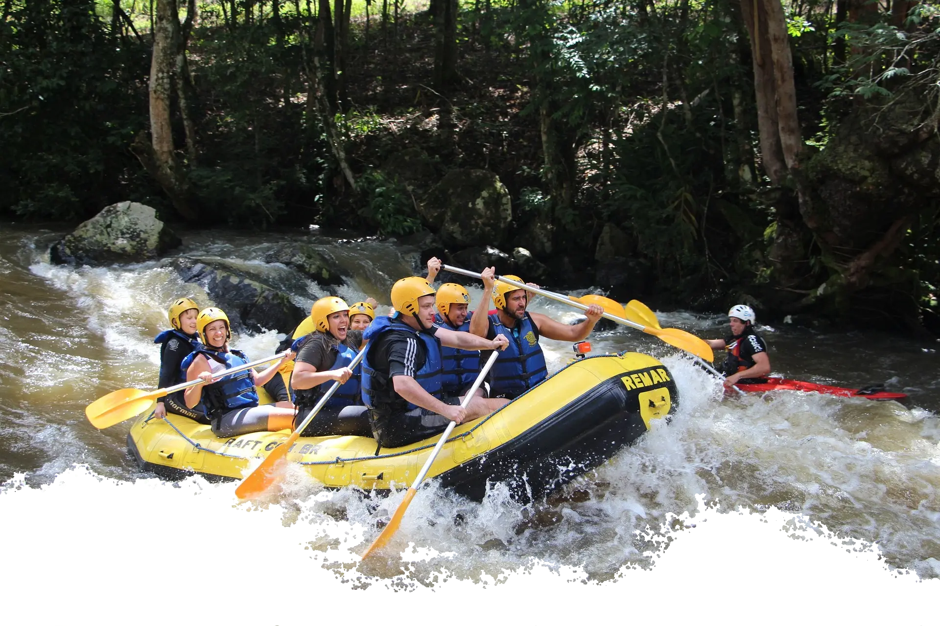 People enjoying white water rafting