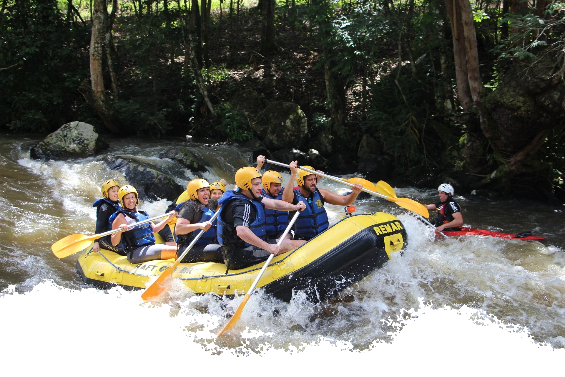 People enjoying white water rafting